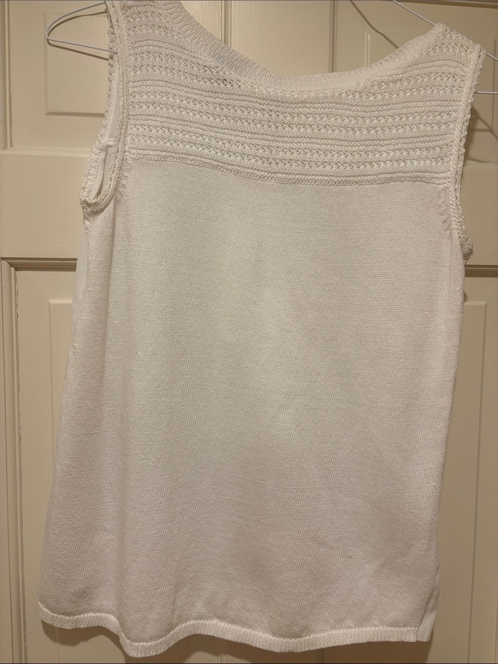 Talbots White Knit and Chiffon Sleeveless Top